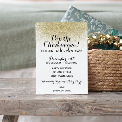 Black and Gold New Years Eve Invitation