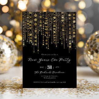 Black and Gold New Years Eve Party Invitation