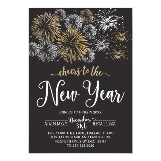 Black And Gold New Year S Eve Party Invitations Black And Gold New Year S Eve Party Invitations