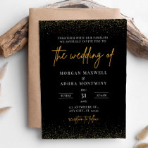 Black and Gold New Year's Eve Wedding Invitation