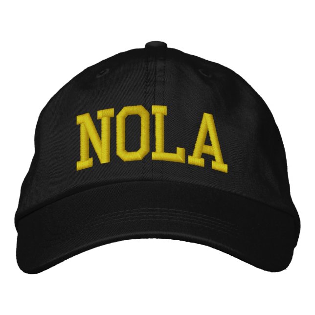 Black and Gold NOLA New Orleans Embroidered Hat (Front)
