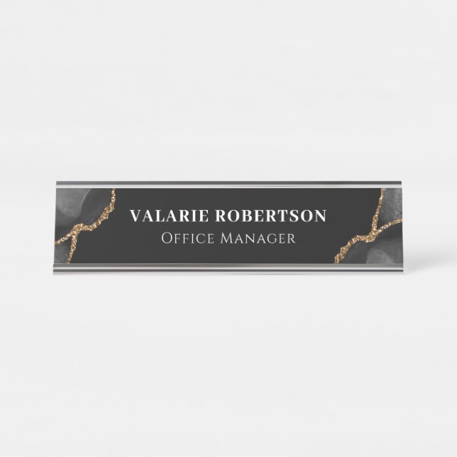 Black and Gold Office Name Plate (Front)