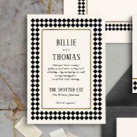Black and Gold on Ivory Checkerboard Border Jazz