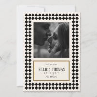Black and Gold on Ivory Checkerboard Border Jazz