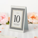 Black and Gold on Ivory Checkerboard Border Jazz Table Tent