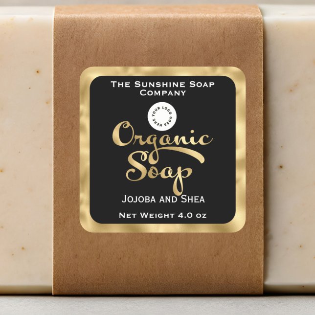 Black and Gold organic soap product label w logo (Creator Uploaded)