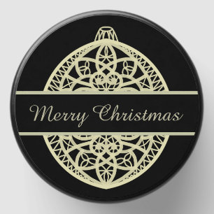 Black and Gold Ornate Bauble Merry Christmas Mini Candle Favors