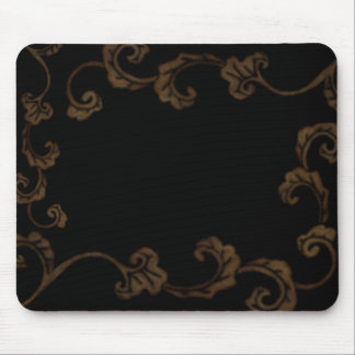 Black And Gold Ornate Leaves Mouse Pad