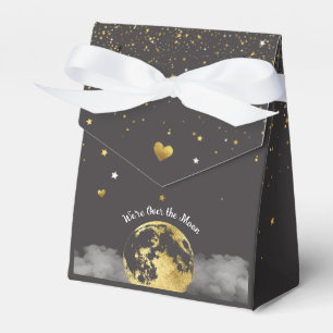 Black and Gold Over the Moon Celestial Favor Box