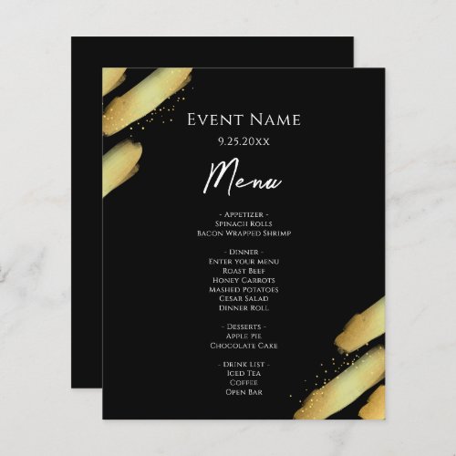 Black and Gold Paint Budget Event Menu