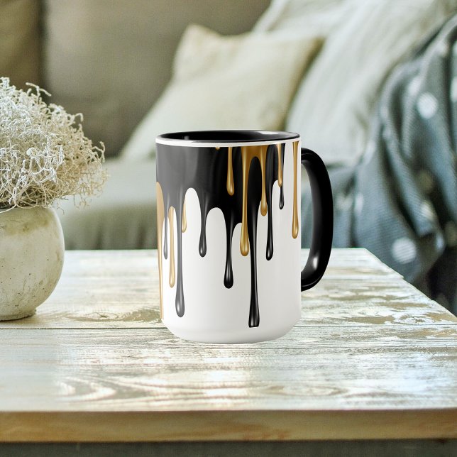 Black and Gold Paint Drips Mug (Creator Uploaded)