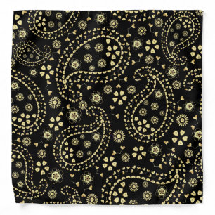 Black and Gold Paisley Bandana