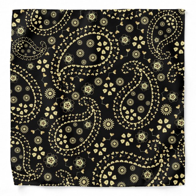 Black and Gold Paisley Bandana (Front)