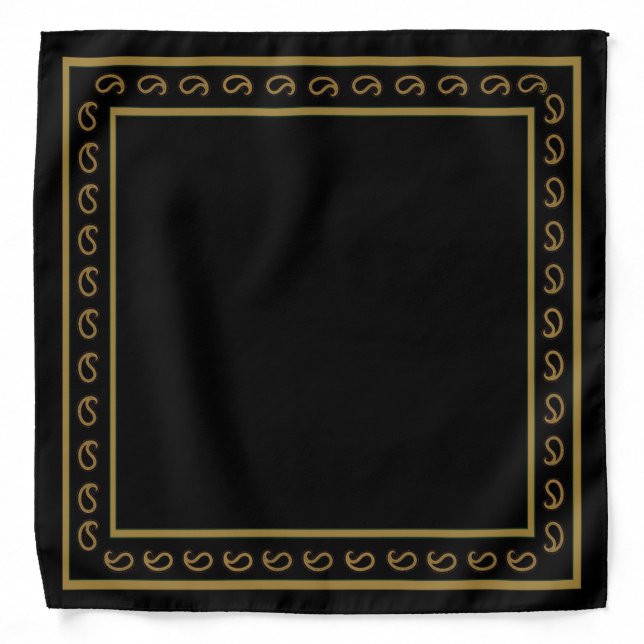Black and Gold Paisley Bandana (Front)