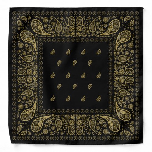 Black and Gold Paisley Design Bandana