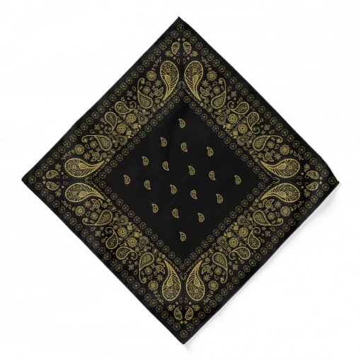 Black and Gold Paisley Design Bandana | Zazzle