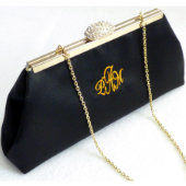 Black And Gold Paisley Monogram Clutch (Front)