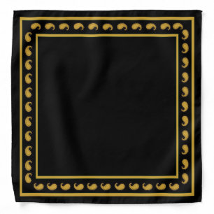 Black and Gold Paisley Pattern Florida Bandana