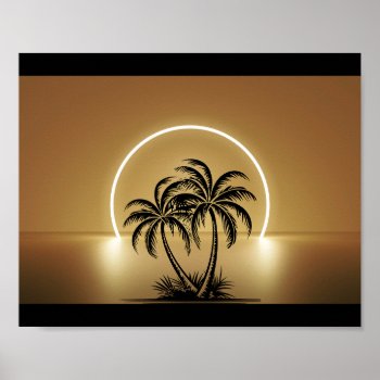 Black And Gold Palm Tree Tropical Printable Art  Poster by Sozo4all at Zazzle