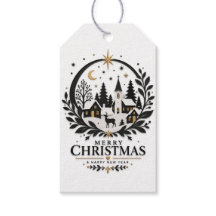 Black and Gold Paper Cut Village