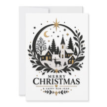 Black and Gold Paper Cut Village