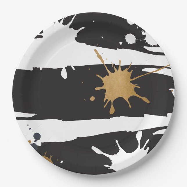 Black and Gold Paper Plate (Front)