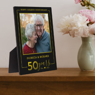 Black And Gold Parents 50th Anniversary Photo Plaque