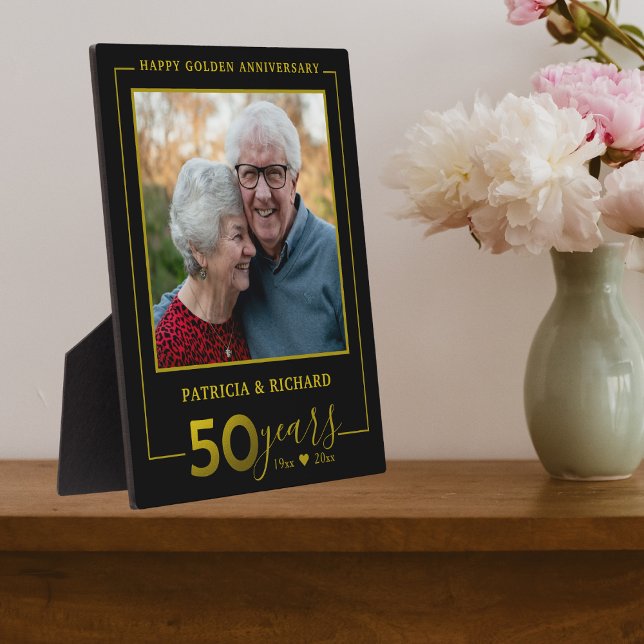 Black And Gold Parents 50th Anniversary Photo Plaque (Creator Uploaded)
