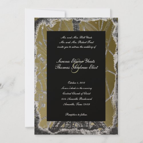 Black and Gold Paris Wedding Invitation