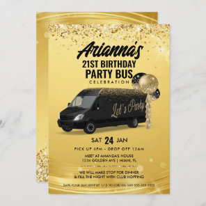 Black and Gold Party Bus Invitation