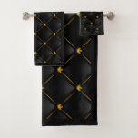 Black and Gold Pattern Bathroom Towel Set