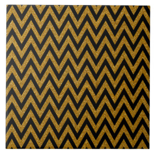 Black and Gold Pattern Ceramic Tile