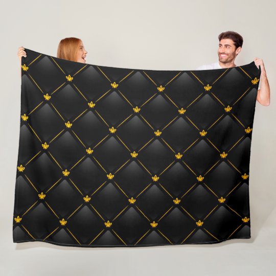 Black and Gold Pattern Fleece Blanket