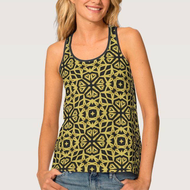 Black and Gold Pattern ★Funky Tribe II Tank Top (Front)