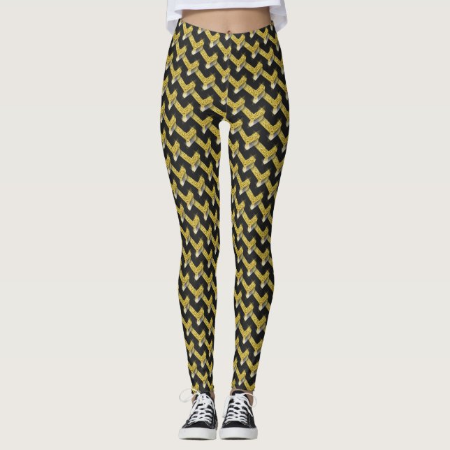 Black and Gold Pattern Leggings ★Unique Fashion★ (Front)