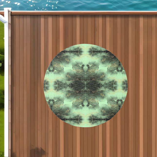 Black and Gold Pattern on Green | Outdoor Rug (Insitu (Outdoor 1))