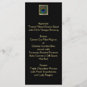 Black and Gold Peacock Feather Menu Card (Back)