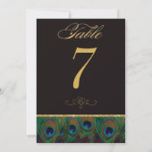 Black and Gold Peacock Feathers Table Number (Back)