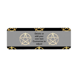 Black and gold pentagram label