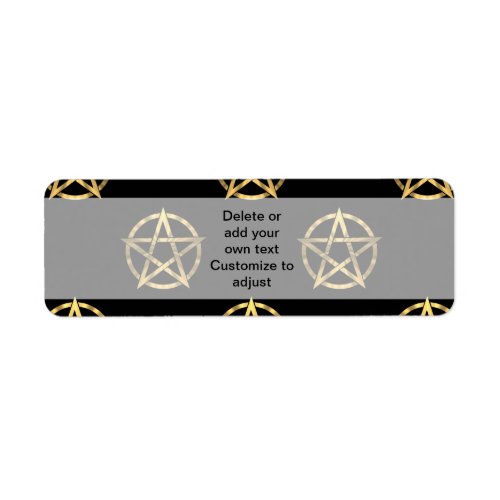 Black and gold pentagram label