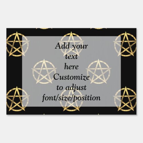 Black and gold pentagram sign