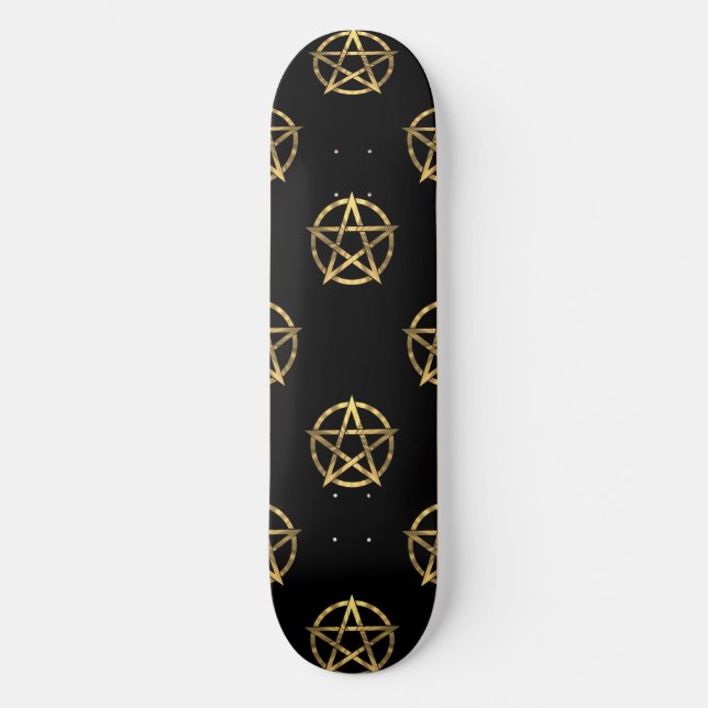 Black and gold pentagram skateboard (Front)