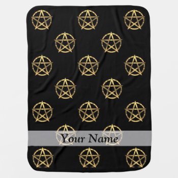 Black And Gold Pentagram Stroller Blanket by Patternzstore at Zazzle