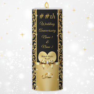 Black and Gold, Personalised Anniversary Candle