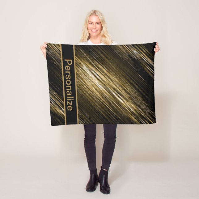 black and gold, personalize fleece blanket (In Situ)