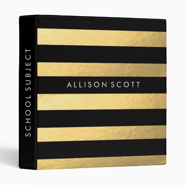 Black And Gold Personalized Binder (Front/Spine)