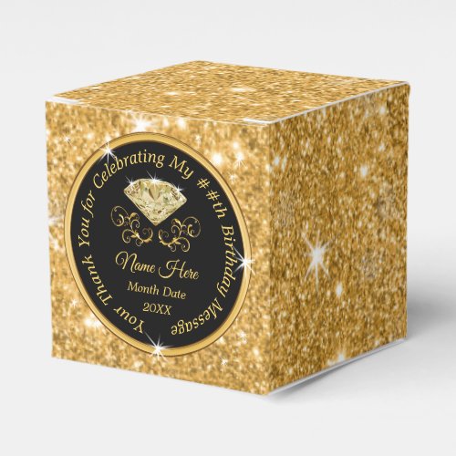 Black and Gold Personalized Birthday Favor Boxes