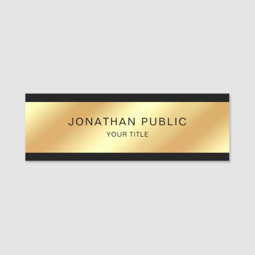 Black And Gold Personalized Elegant Modern Name Tag