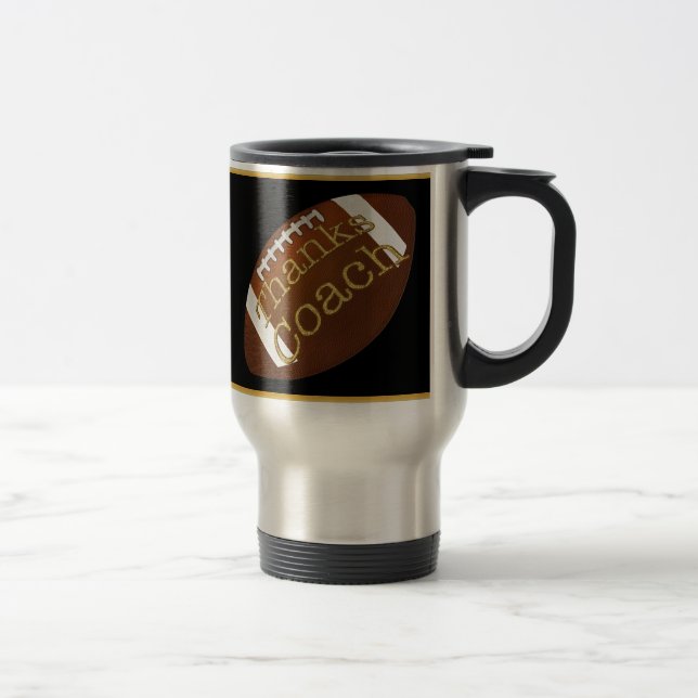 Black and Gold PERSONALIZED Football Coach Mugs (Right)