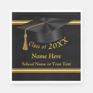 Black and Gold Personalized Graduation Napkins